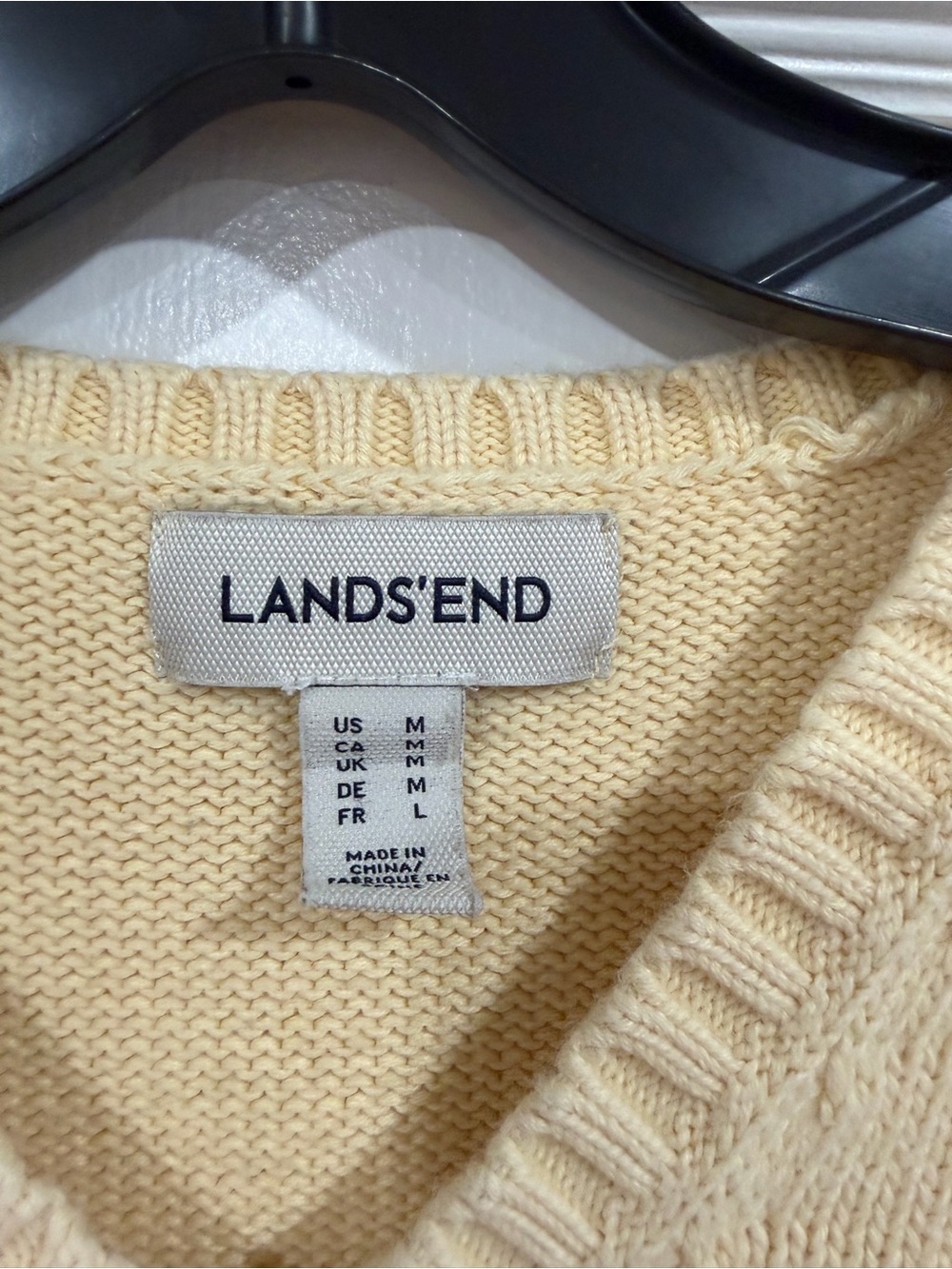 Lands' End Men's V-Neck Sweater Vest in Soft Yellow - Picture 4 of 9